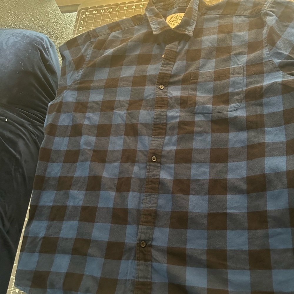 St. John's Bay Men's Checkered Blue and Black Shirt